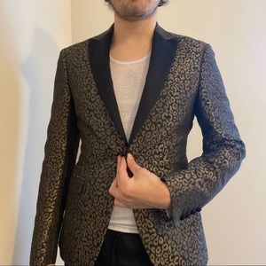 Zara Gold Leopard Print Blazer